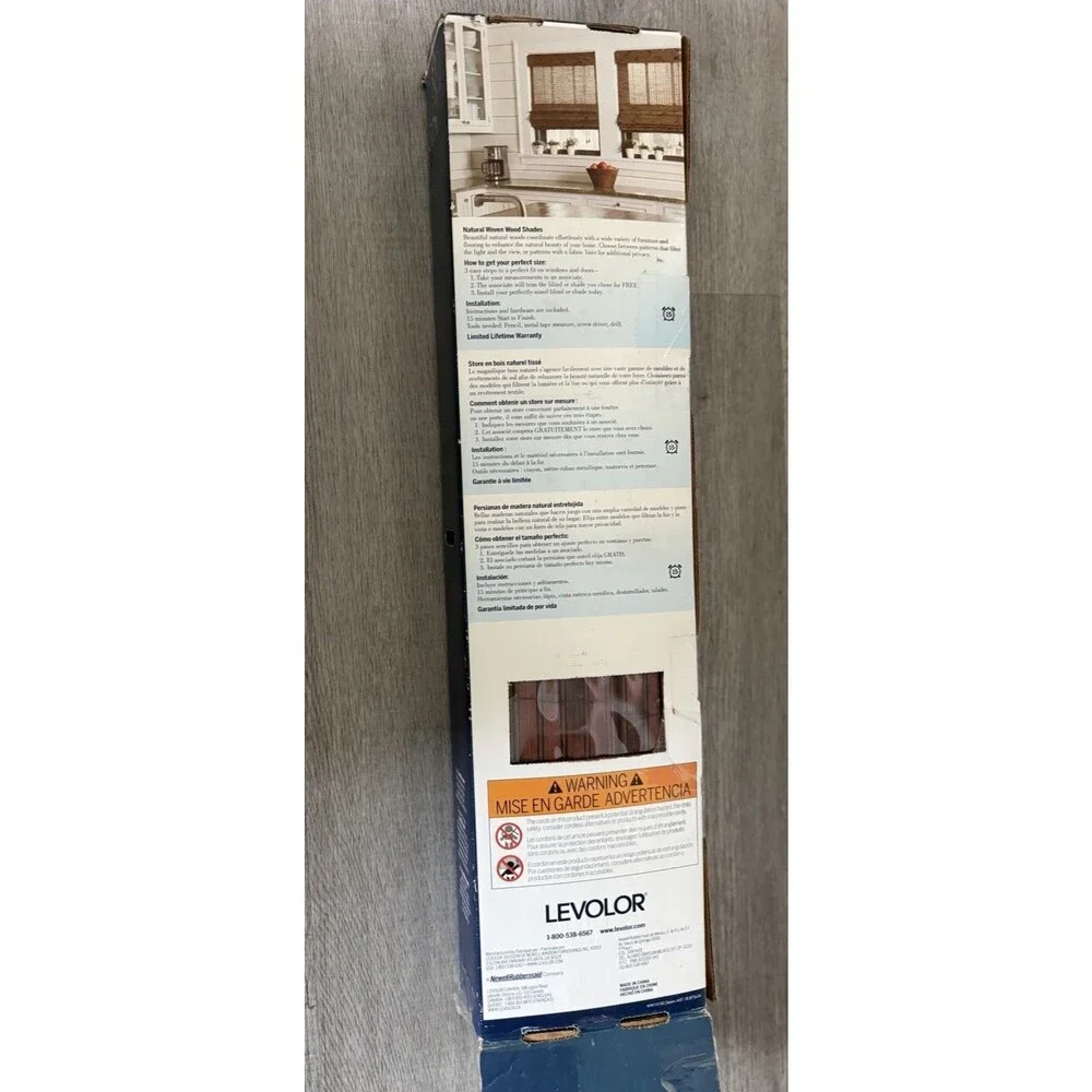LEVOLOR Natural Woven Wood Shade With Privacy Liner 24” * 60”